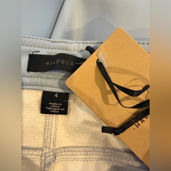 NWT HALOGEN Women's Light Blue Suede Blend Faux Leather Pants - Size 4 - Picture 6 of 7
